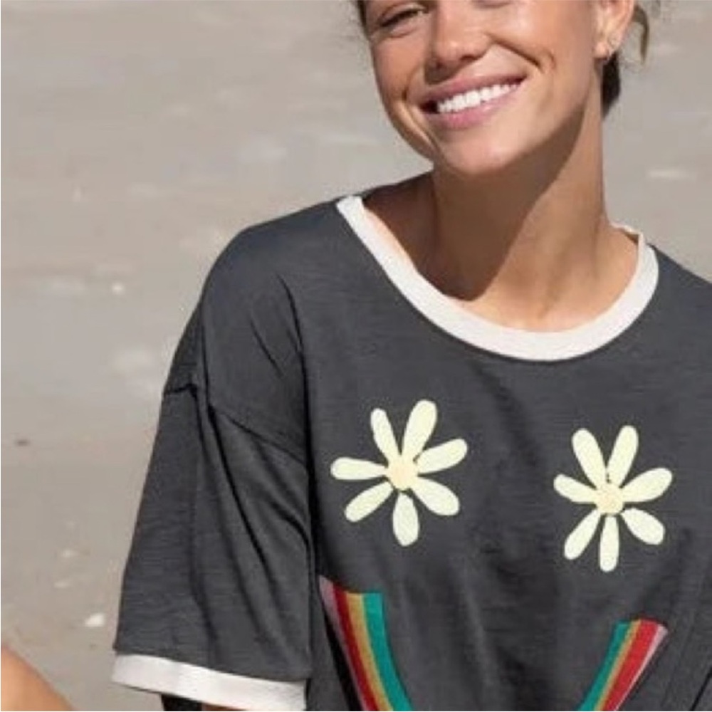 Natural Life Black Smiley Face Ringer Tee 3X - Picture 3 of 4